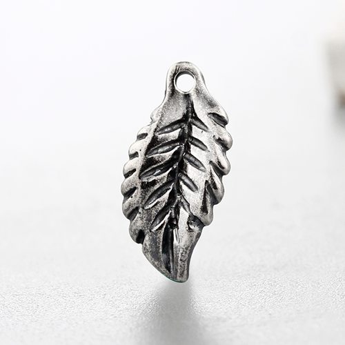 Oxidized plated 925 sterling silver leaf charms