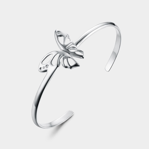 925 sterling silver hollow butterfly open bangles