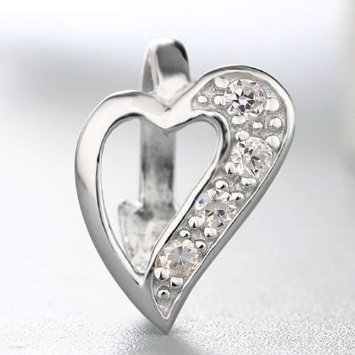 925 sterling silver cz stone deformed heart crystal pendant clasp