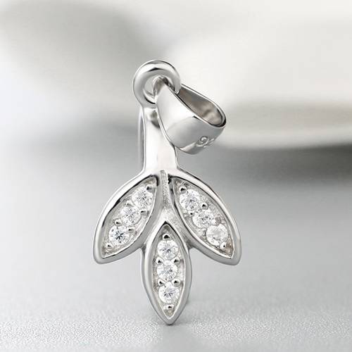 925 sterling silver cz stone leaf pendant clasp