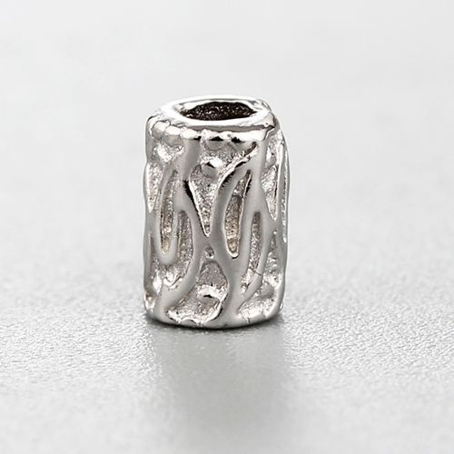 925 sterling silver cylinder rough surface beads