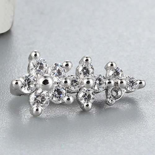 925 sterling silver cz stone flowers string pendant findings