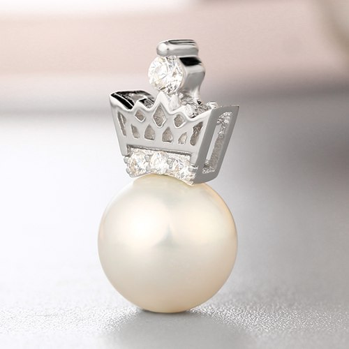 925 sterling silver cz stone crown pearl pendant mounting