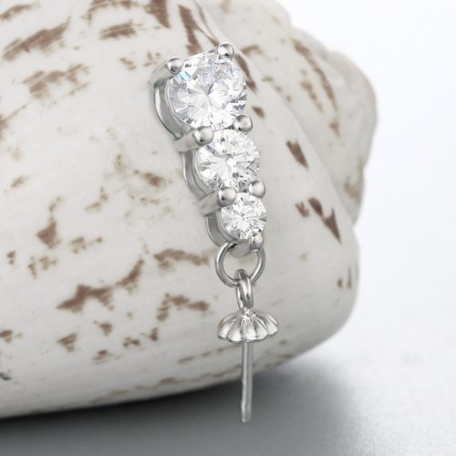 925 sterling silver three cz stones pendant for pearl