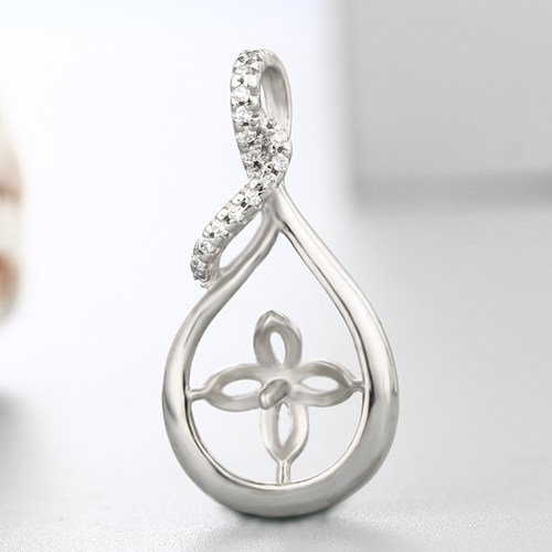 925 sterling silver cubic zirconia  pendant mounting for pearl