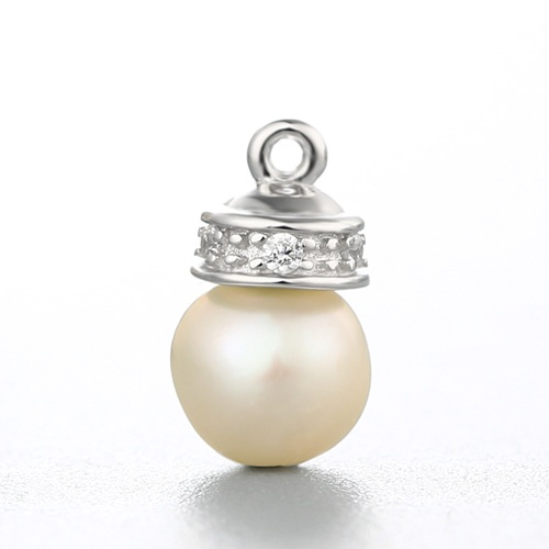925 sterling silver cz round hat pearl pendant mounting