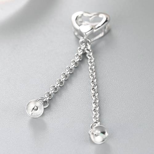 925 sterling silver heart pendant with  two pearl mountings
