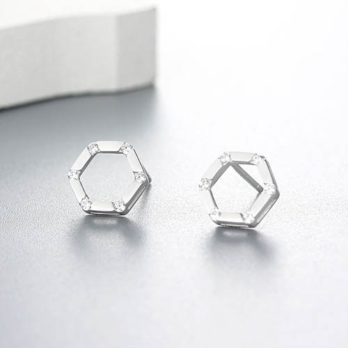 925 sterling silver hexagon stud earrings