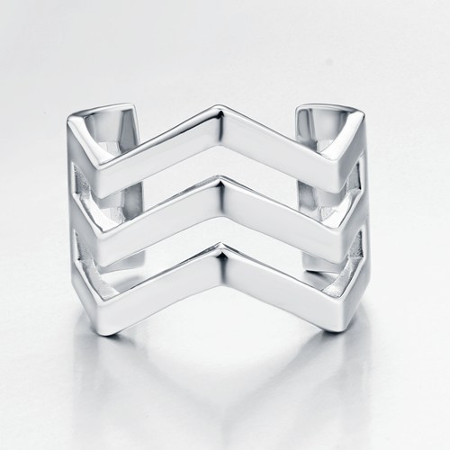 925 sterling silver M shaped wide layered band ring