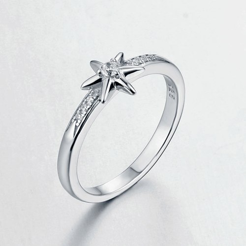 925 sterling silver CZ north star rings