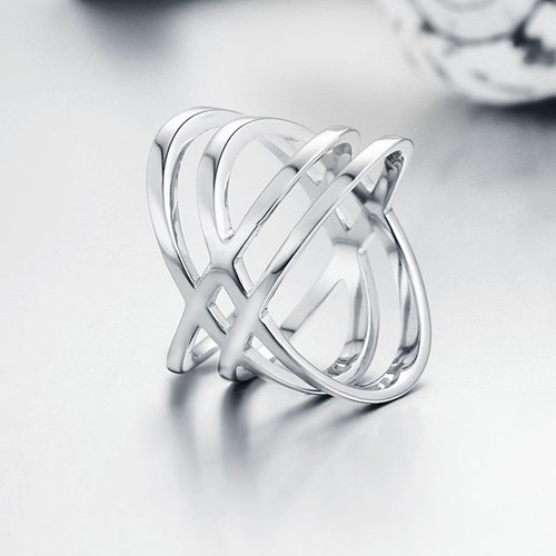 925 sterling silver wide criss cross ring