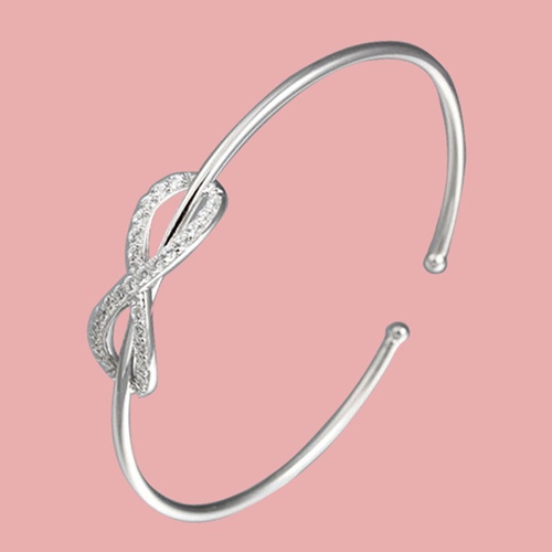 925 silver cz pave infinity cuff bracelet bangle