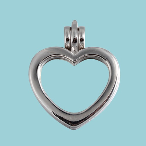925 sterling silver heart glass locket pendants