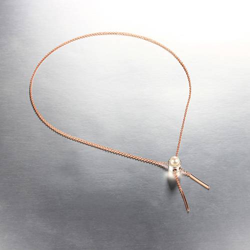 Silver half pearl cz adjustable necklace