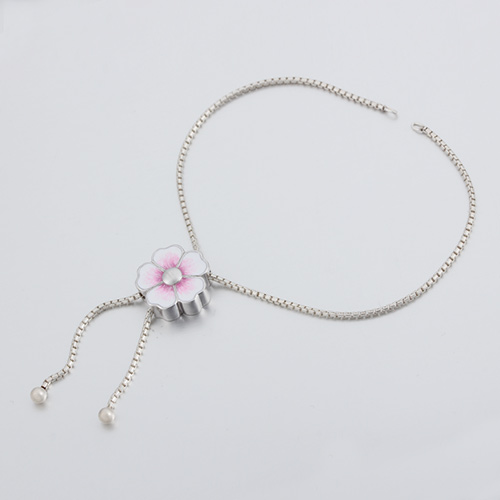925 silver enamel flower box chain adjustable bracelet