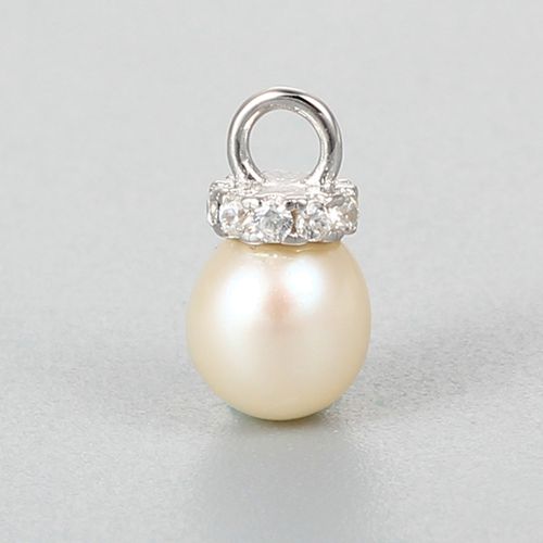 925 sterling silver cz pearl pendant finding