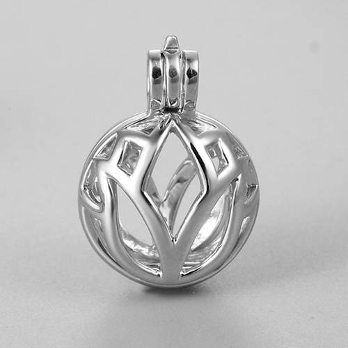 925 sterling silver lotus locket cage pendant