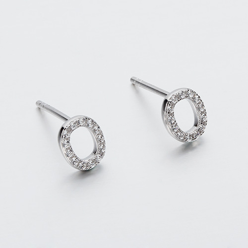925 sterling silver cz zero stud earrings