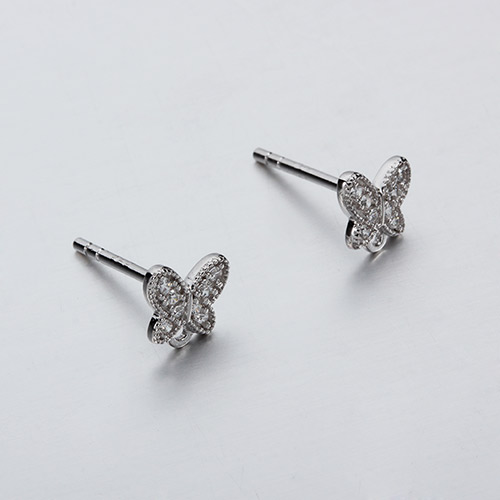 925 sterling silver cz butterfly stud earrings