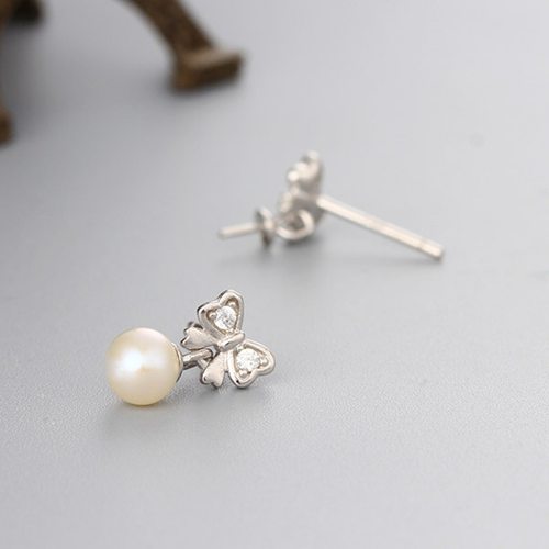 925 sterling silver bowknot pearl earring mountings