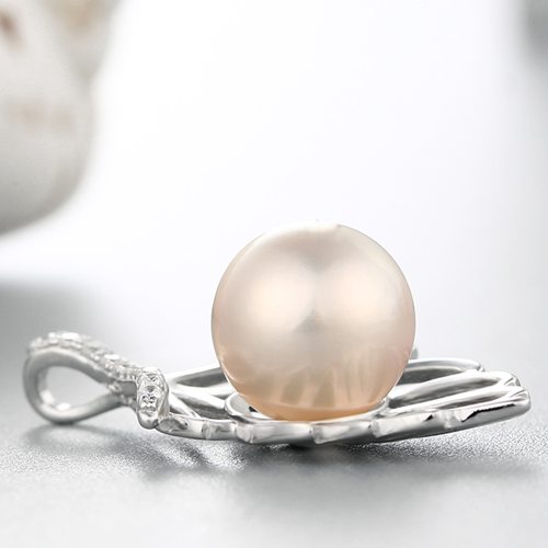 925 sterling silver cz stone hollow leaf pendant for pearl