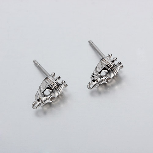 925 sterling silver skull stud earrings with ring