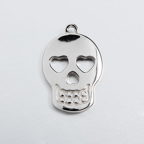 925 sterling silver flat skull pendant