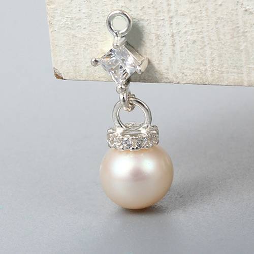 925 sterling silver pearl cz dangle charm