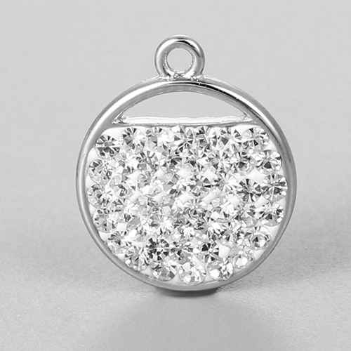 925 sterling silver 10mm round jewelry clay enamel pendant