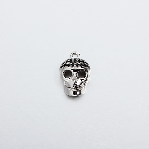925 sterling silver 3d cz skull charm