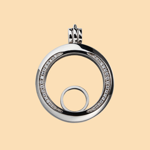 925 sterling silver round charm cz locket
