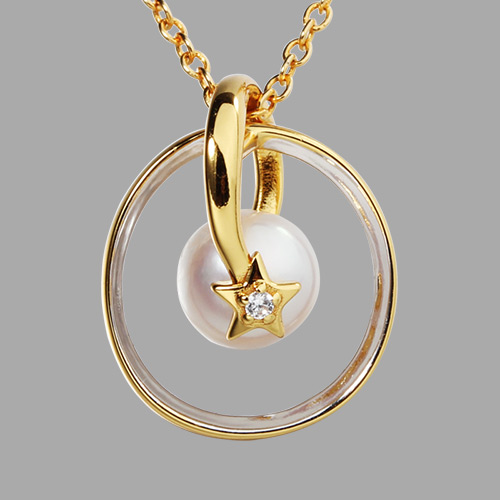 925 sterling silver pearl cz star interlocked ring pendant
