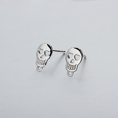 925 sterling silver skull earring findings with ring