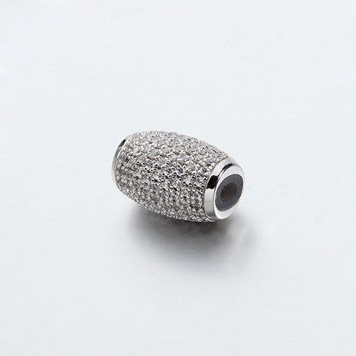 925 sterling silver cz pave oval slider beads