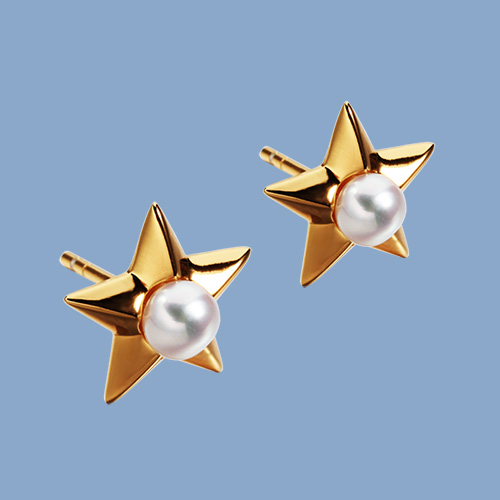 925 sterling silver pearl star stud earrings