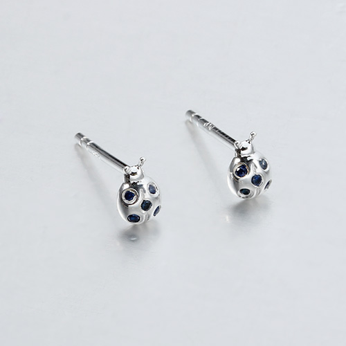 925 sterling silver gemstone ladybug stud earrings