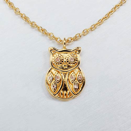 925 sterling silver gemstone owl necklace