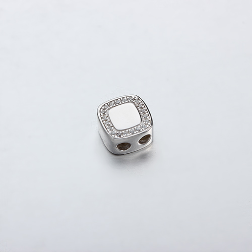 925 sterling silver cz square silicone stopper beads