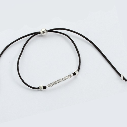 925 sterling silver cz bar cord bracelet