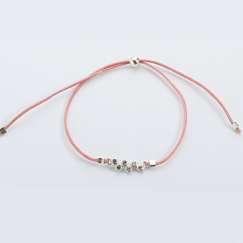 925 sterling silver cz pink cord bracelet