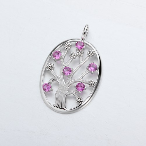 925 sterling silver cz tree of life pendant