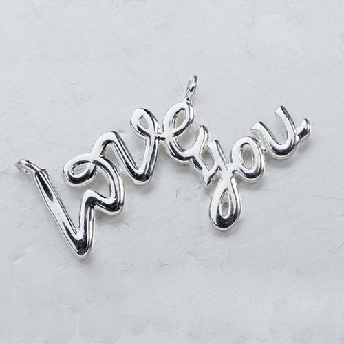 925 sterling silver LOVEYOU letter connector charm