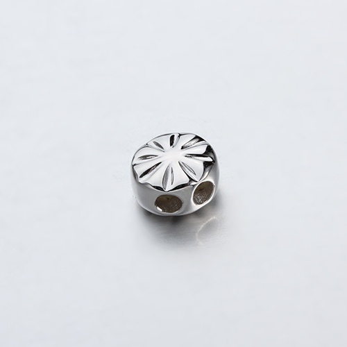 925 sterling silver flower round slider beads -9mm
