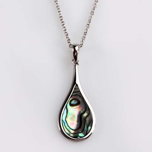 Sterling silver abalone shell teardrop pendant