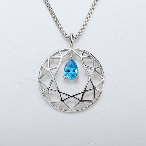 925 sterling silver dacing cz stone round pendant