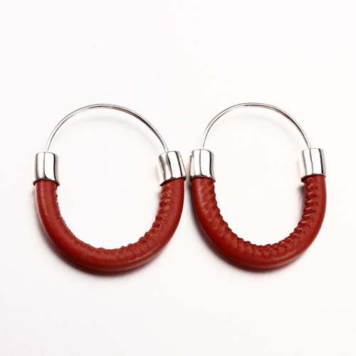 925 silver spring leather hoop earrings