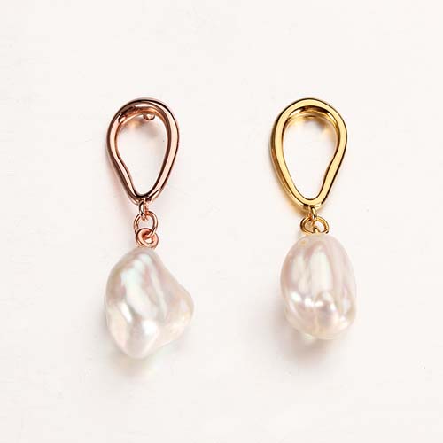 925 sterling silver baroque pearl drop stud earring