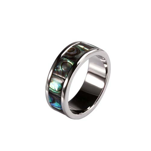 Sterling silver abalone shell band rings