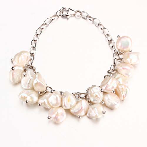 Baroque pearls 925 silver statement bracelet