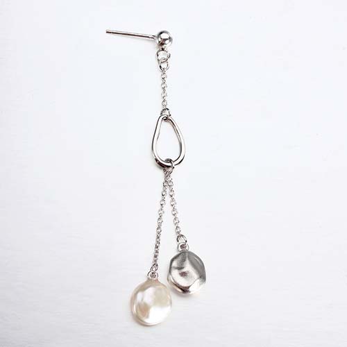 925 silver baroque pearl long drop earrings